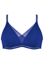 Voorzijde productafbeelding soft bh met mesh detail in de kleur indigo van het merk Naturana