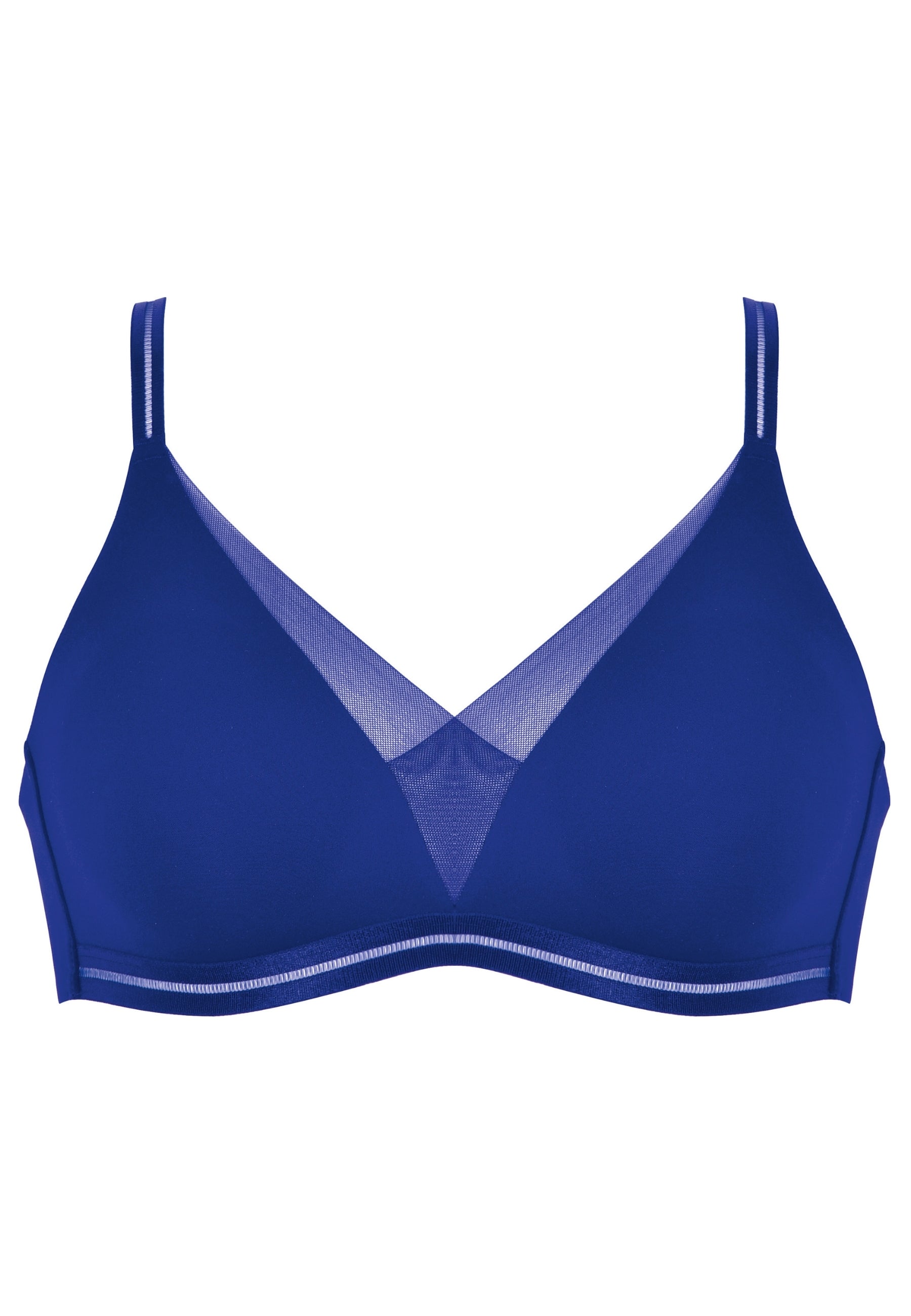 Voorzijde productafbeelding soft bh met mesh detail in de kleur indigo van het merk Naturana