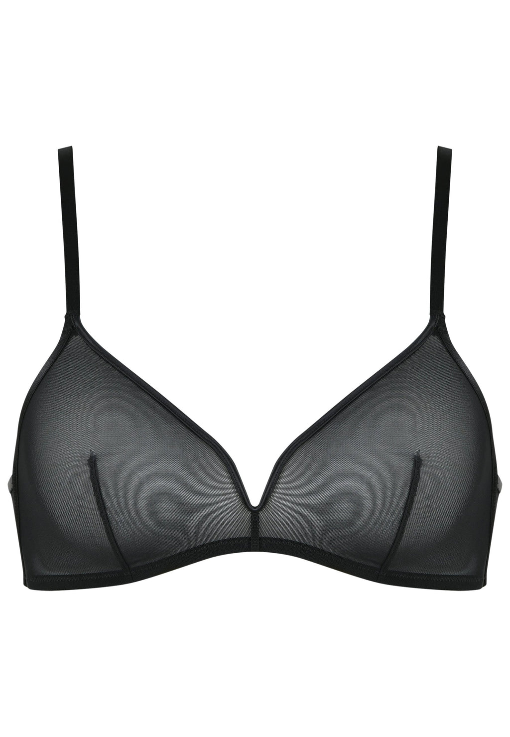 Voorzijde productafbeelding sheer mesh bh in de kleur zwart van het merk Naturana