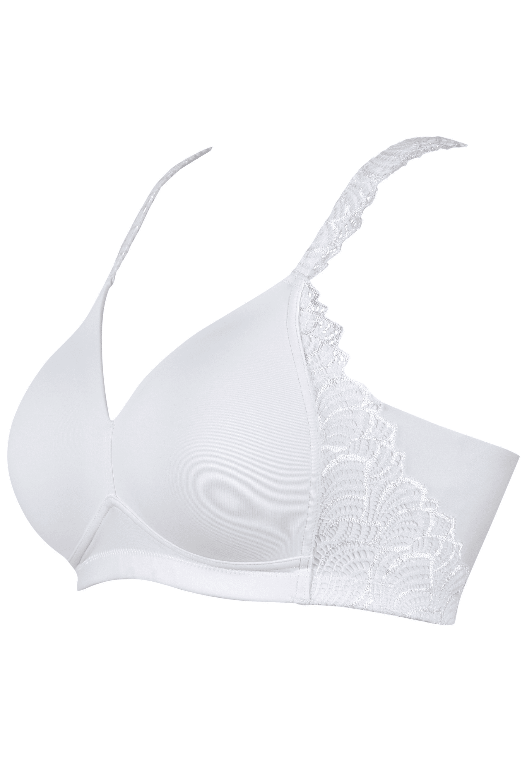 Zijde productafbeelding side smoother bh met gerecycled kant in de kleur ecru van het merk Naturana