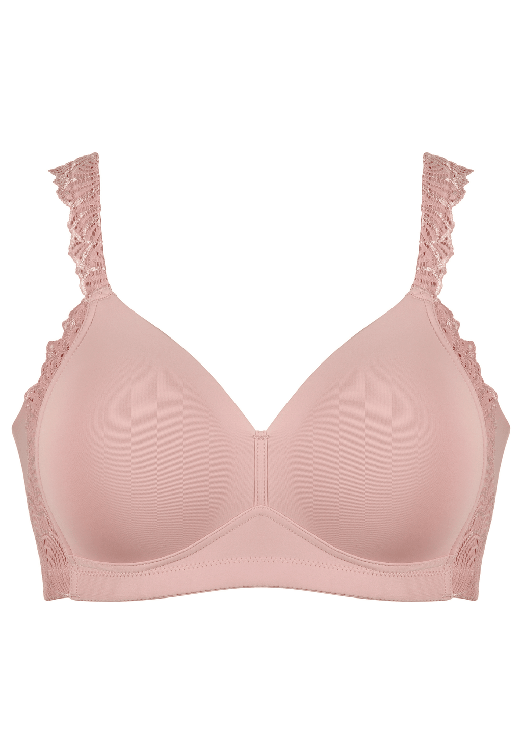 Voorzijde productafbeelding side smoother bh met gerecycled kant in de kleur pink rose van het merk Naturana