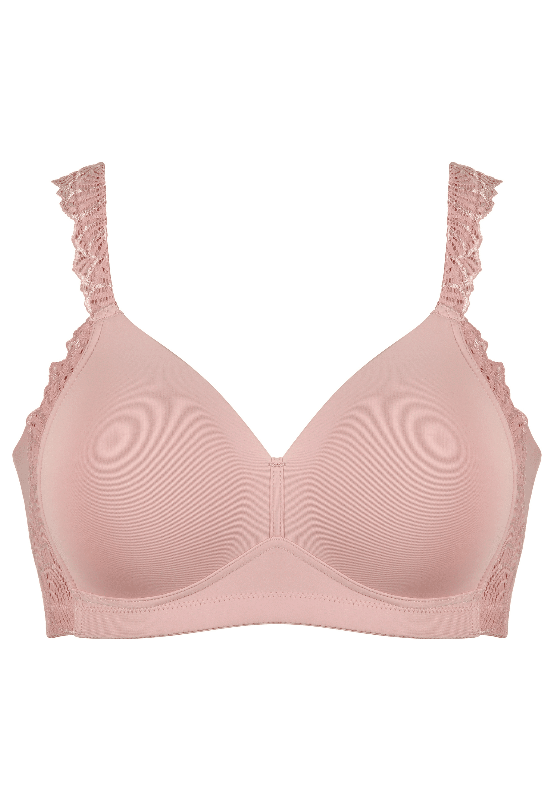 Voorzijde productafbeelding side smoother bh met gerecycled kant in de kleur pink rose van het merk Naturana