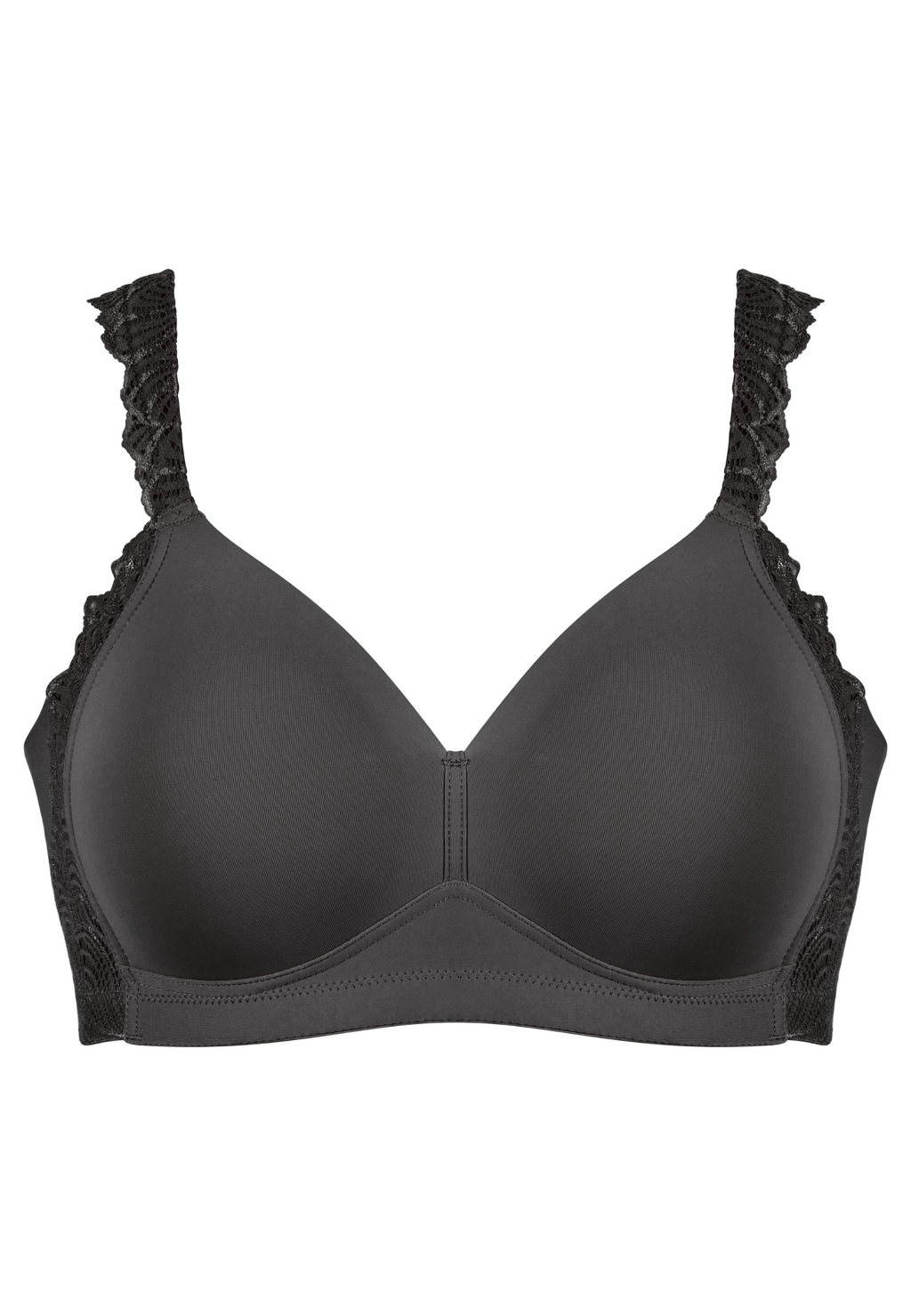 Voorzijde productafbeelding side smoother bh met gerecycled kant in de kleur zwart van het merk Naturana 