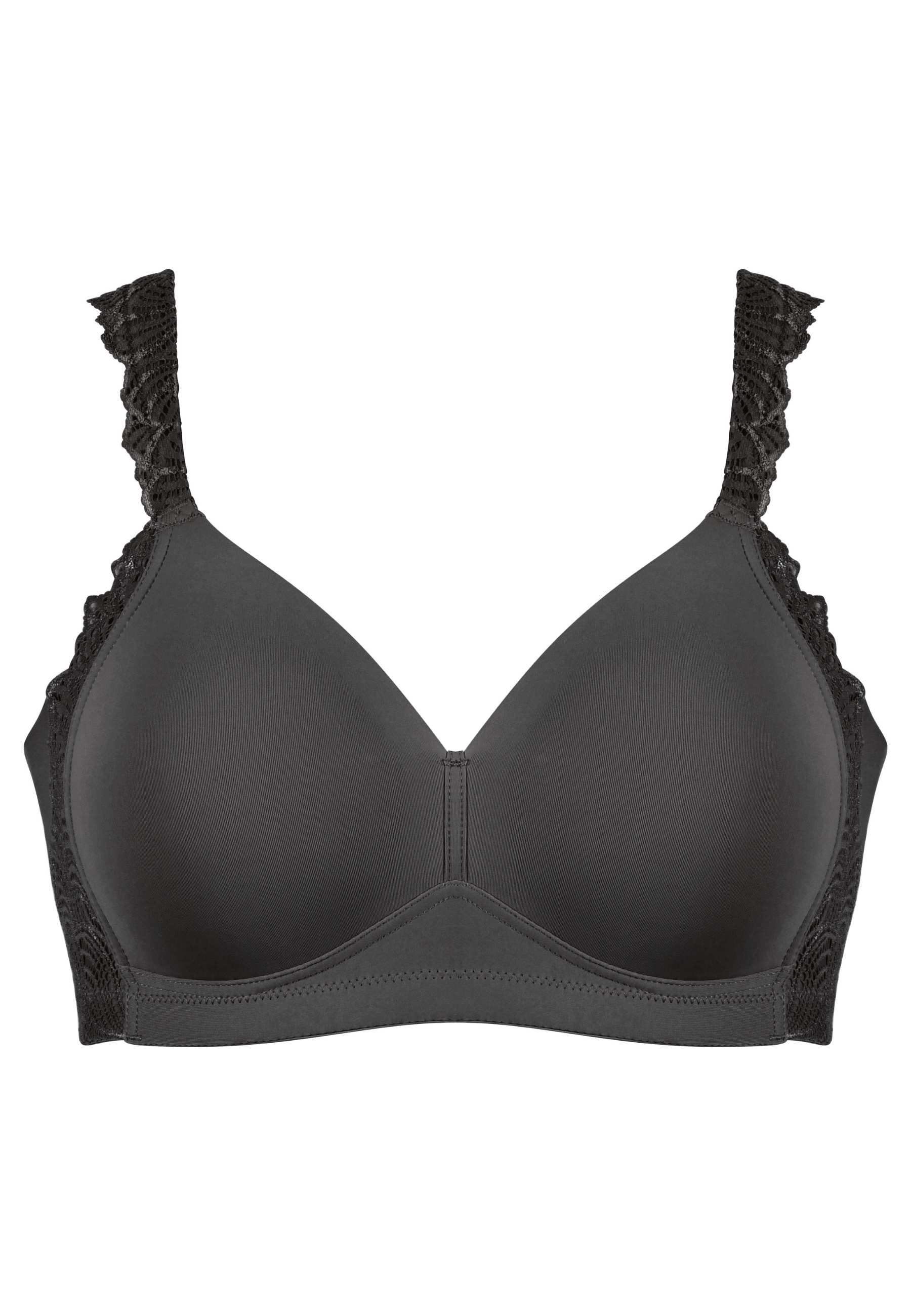 Voorzijde productafbeelding side smoother bh met gerecycled kant in de kleur zwart van het merk Naturana 