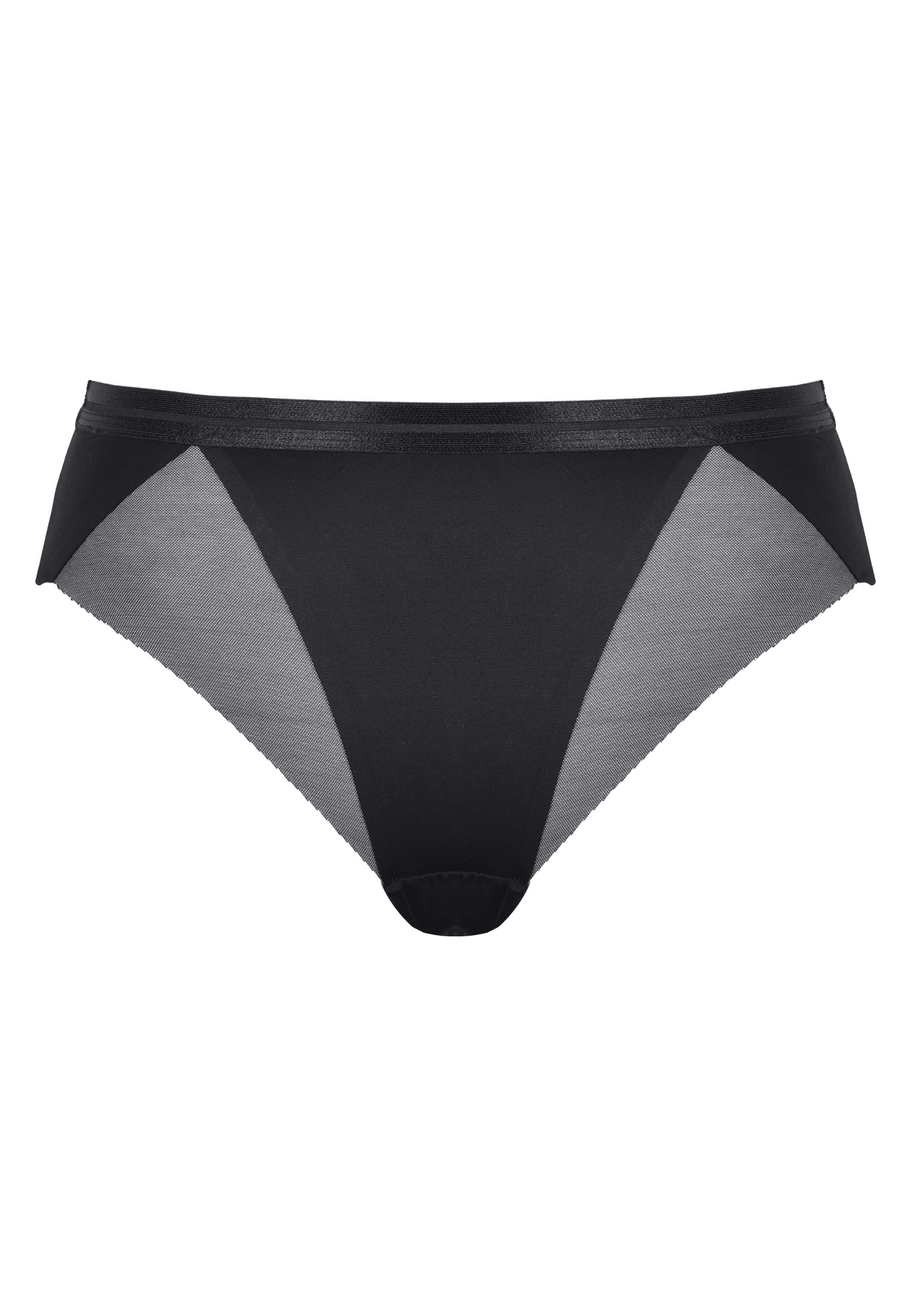 Voorzijde productafbeelding slip met mesh detail in de kleur zwart van het merk Naturana