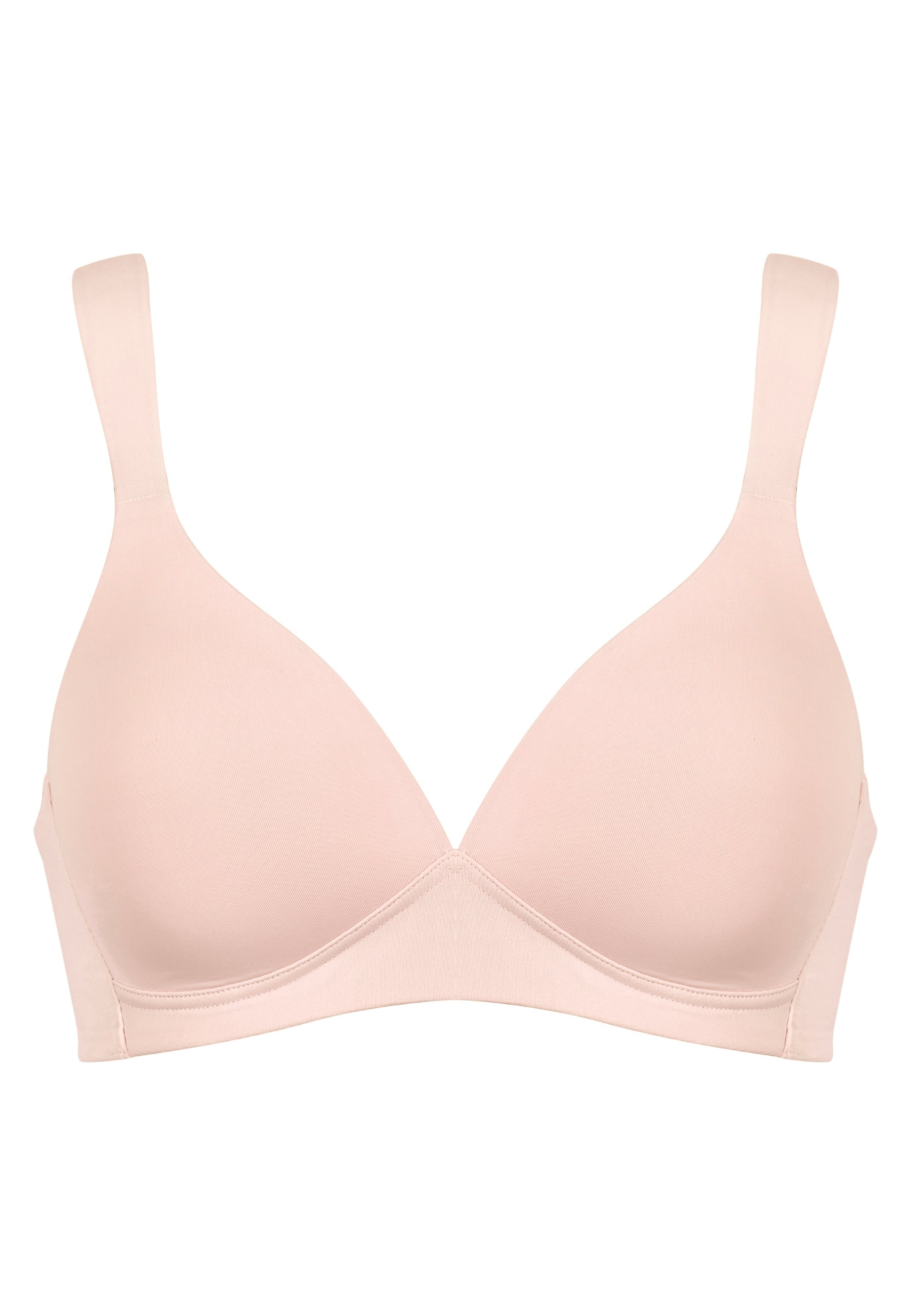 Voorzijde productafbeelding soft bh met brede bandjes in de kleur blush van het merk Naturana