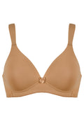 Voorzijde productafbeelding soft bh met brede bandjes in de kleur caramel van het merk Naturana
