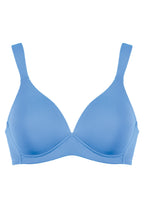 Voorzijde productafbeelding soft bh met brede bandjes in de kleur marina blue van het merk Naturana 