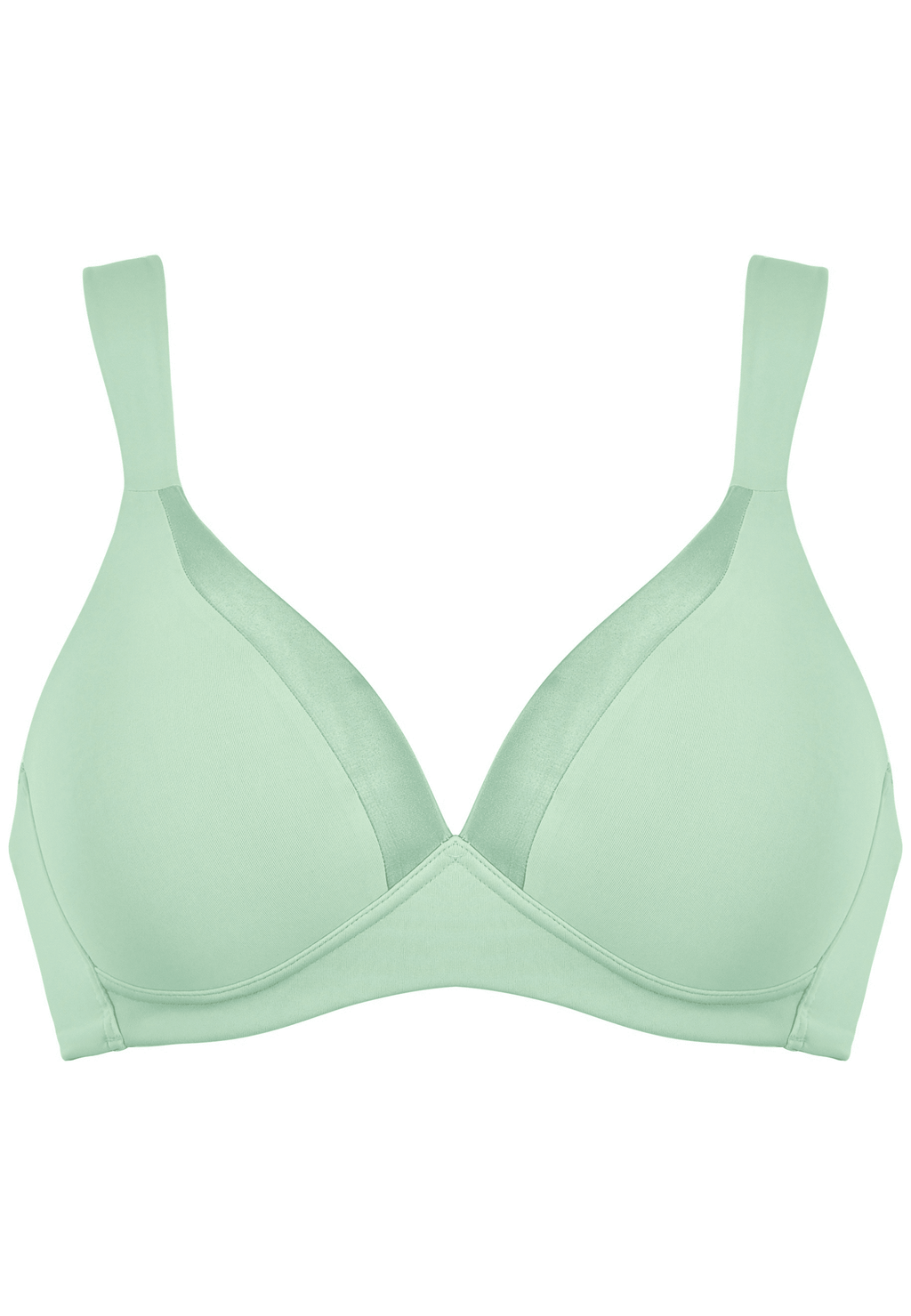 Voorzijde productafbeelding soft bh met glansband in de kleur aquamenta van het merk Naturana