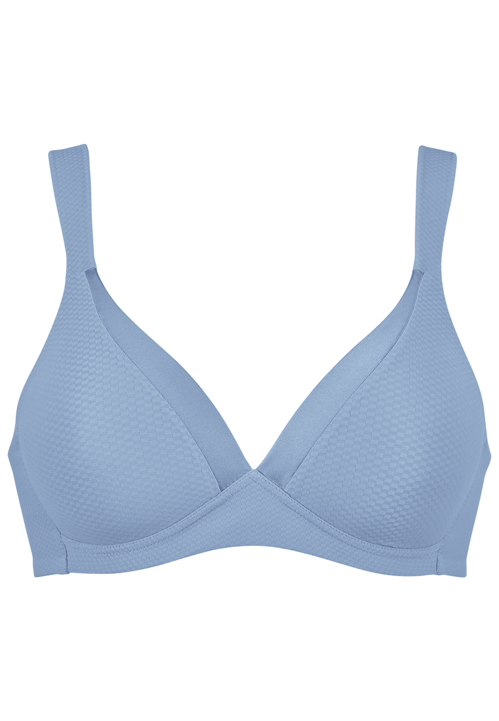 Voorzijde productafbeelding soft bh met glansband en patroon in de kleur forever blue van het merk Naturana