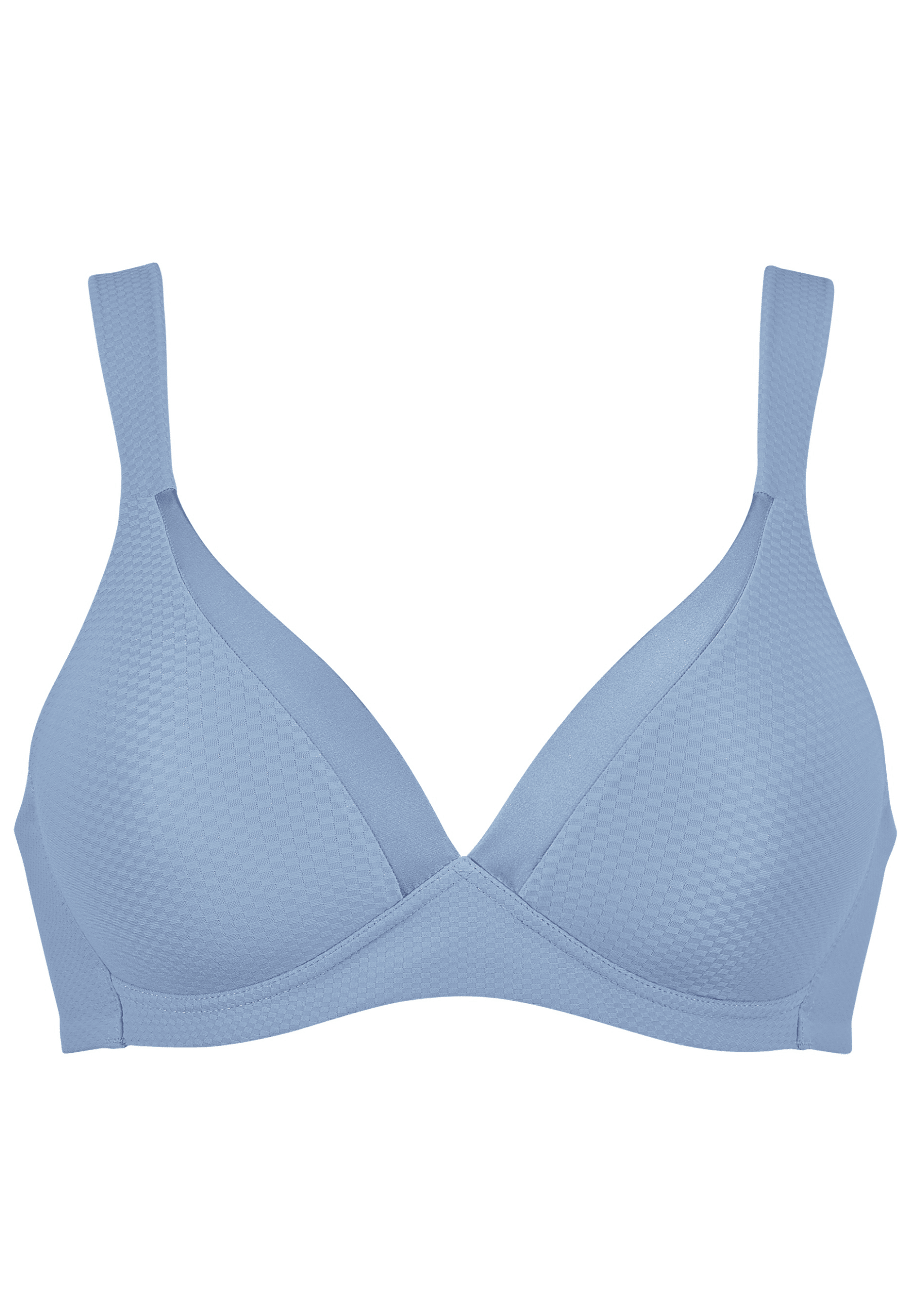 Voorzijde productafbeelding soft bh met glansband en patroon in de kleur forever blue van het merk Naturana