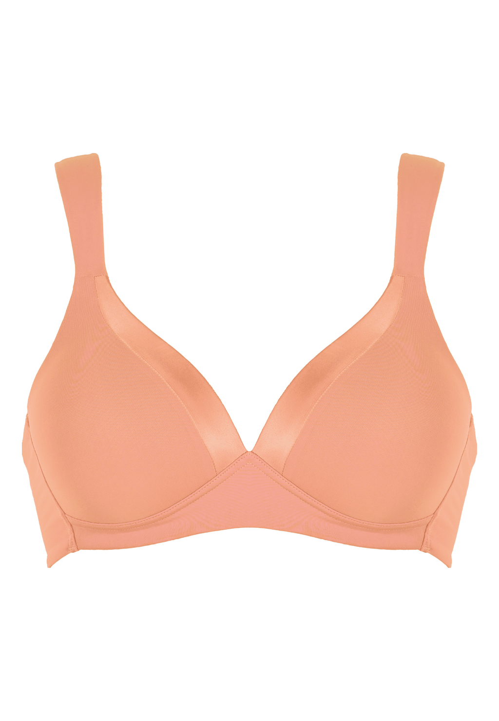 Voorzijde productafbeelding soft bh met glansband in de kleur peach pink van het merk Naturana
