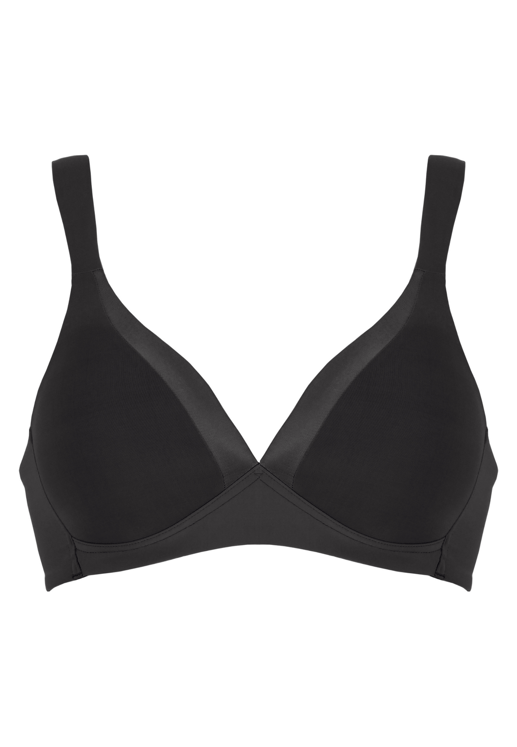 Voorzijde productafbeelding soft bh met glansband in de kleur zwart van het merk Naturana