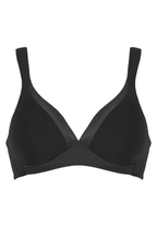 Voorzijde productafbeelding soft bh met glansband in de kleur zwart van het merk Naturana