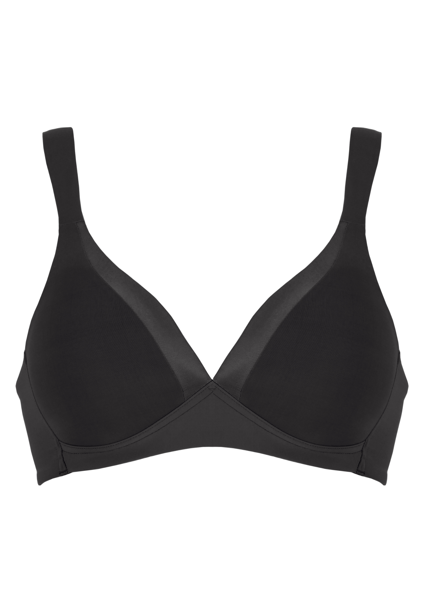 Voorzijde productafbeelding soft bh met glansband in de kleur zwart van het merk Naturana
