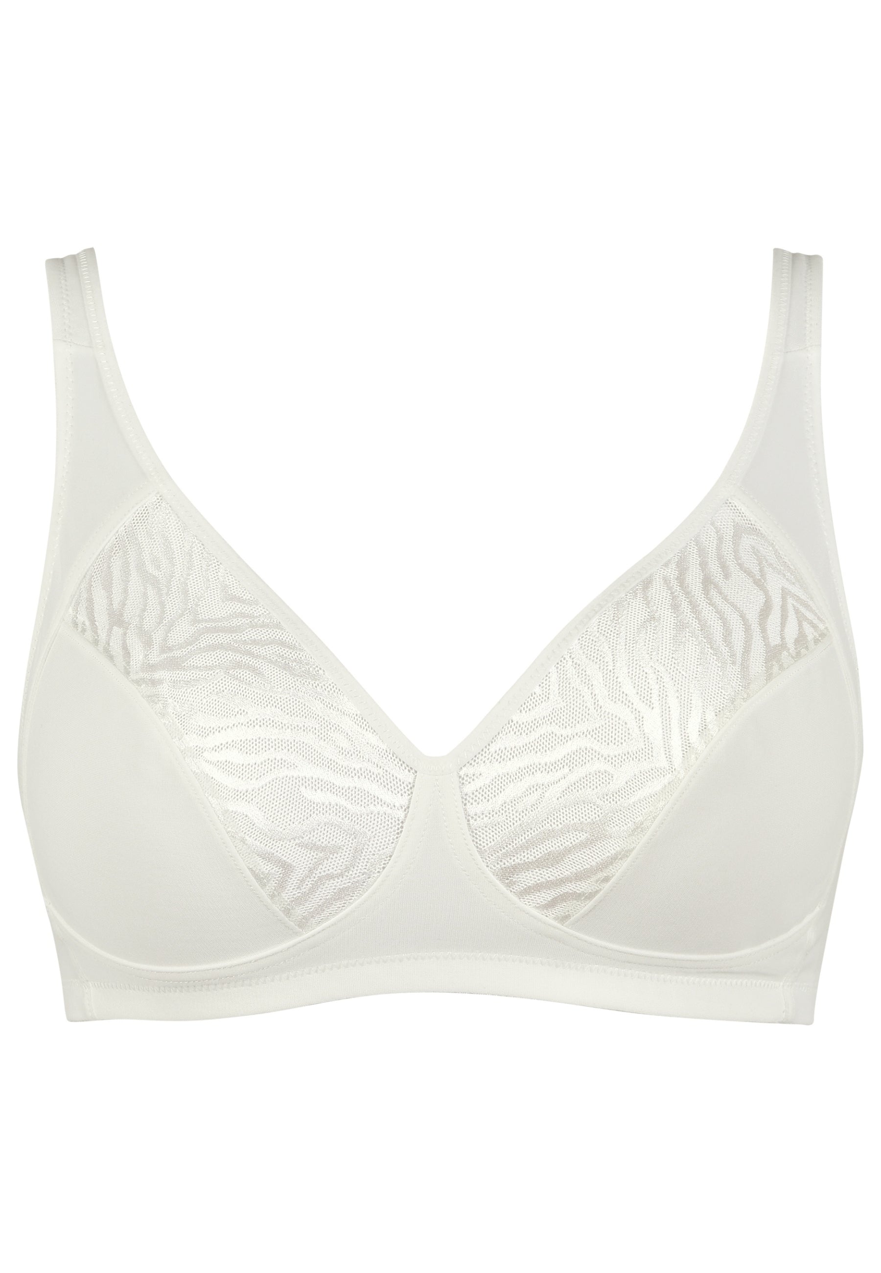 Voorzijde soft bh met jacquard print in de kleur ecru van het merk Naturana