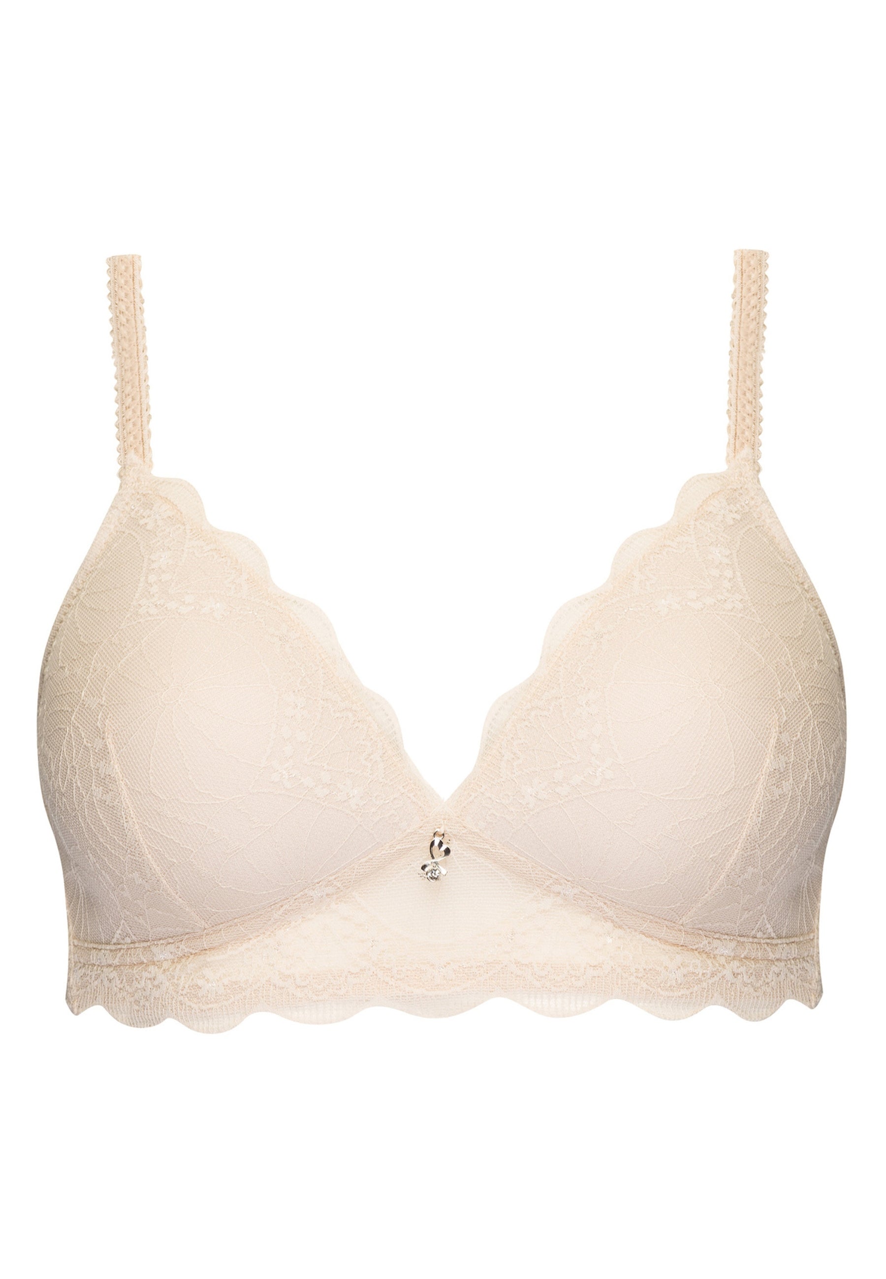 Voorzijde productafbeelding soft bh met kant in de kleur beige van het merk Naturana