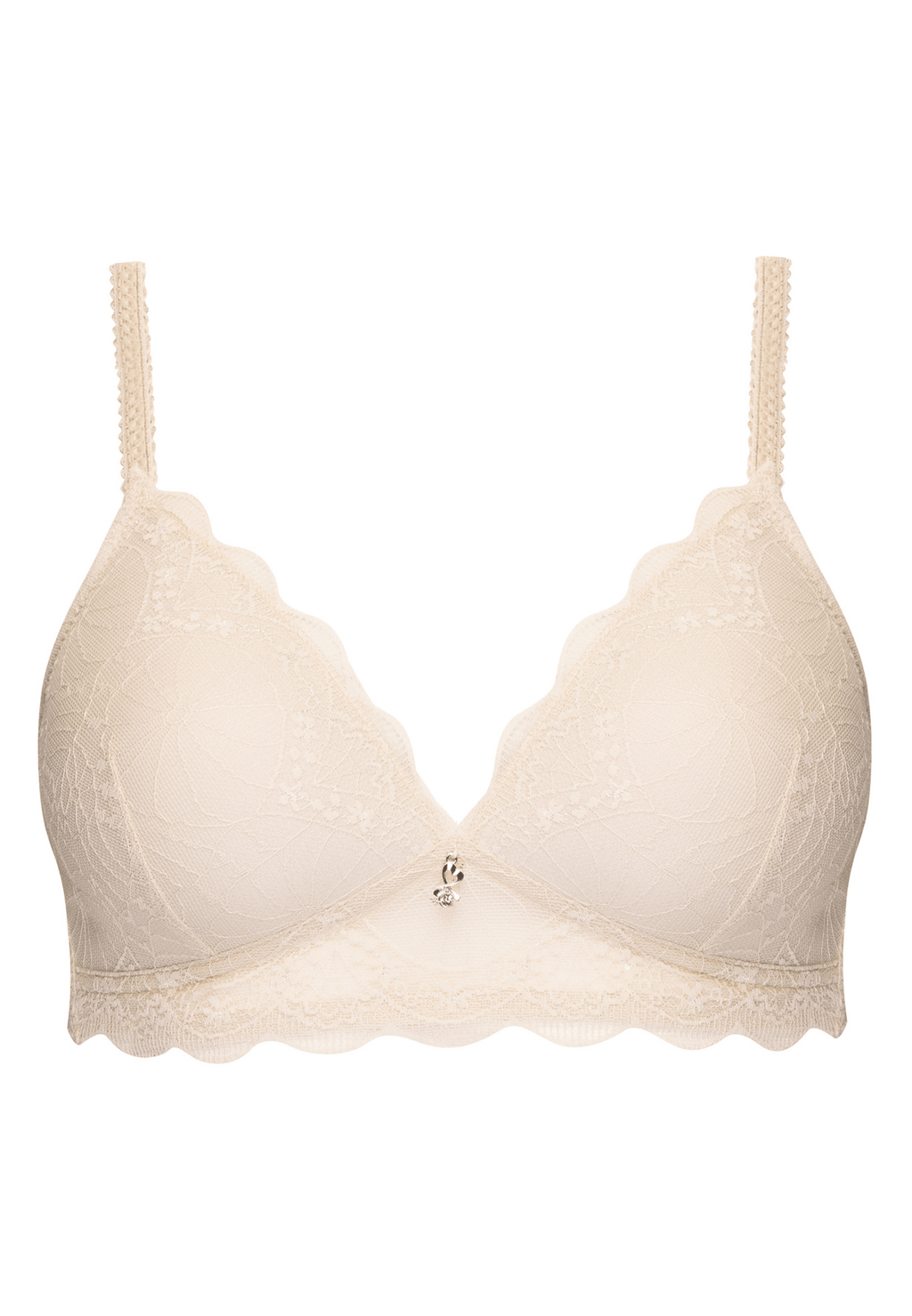Voorzijde productafbeelding soft bh met kant in de kleur beige van het merk Naturana