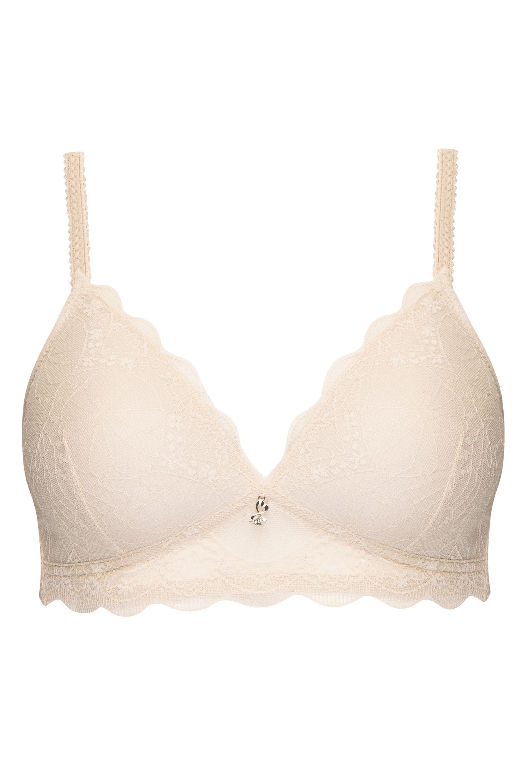 Voorzijde productafbeelding soft bh met kant in de kleur beige van het merk Naturana