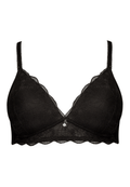 Voorzijde productafbeelding soft bh met kant in de kleur zwart van het merk Naturana