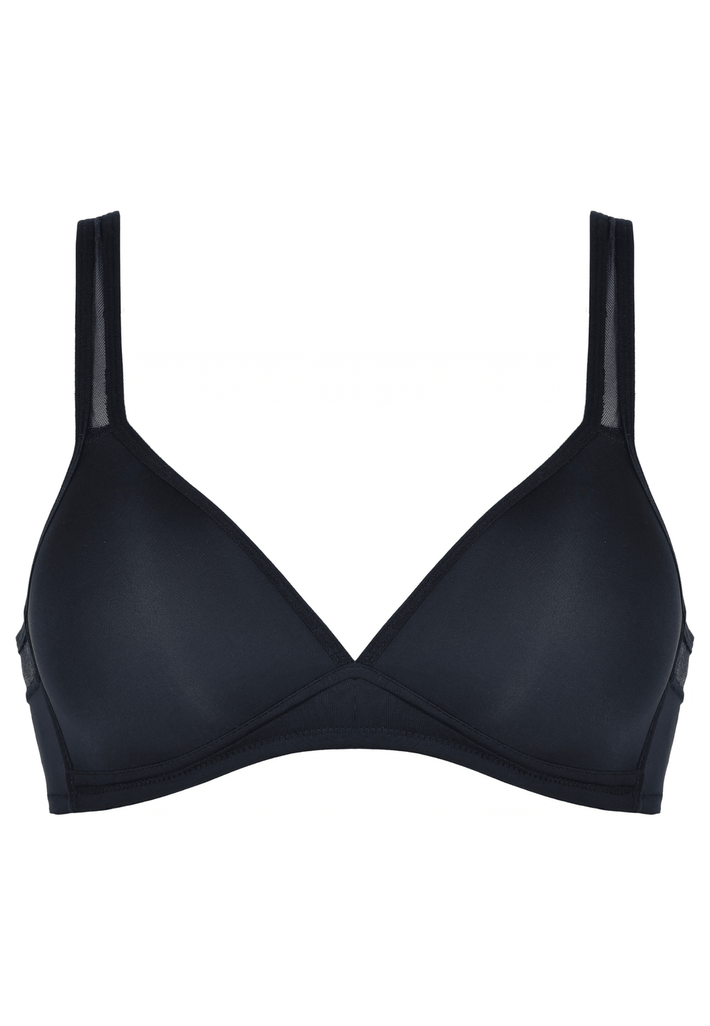 Voorzijde productafbeelding soft bh met mesh bandjes in de kleur zwart van het merk Naturana