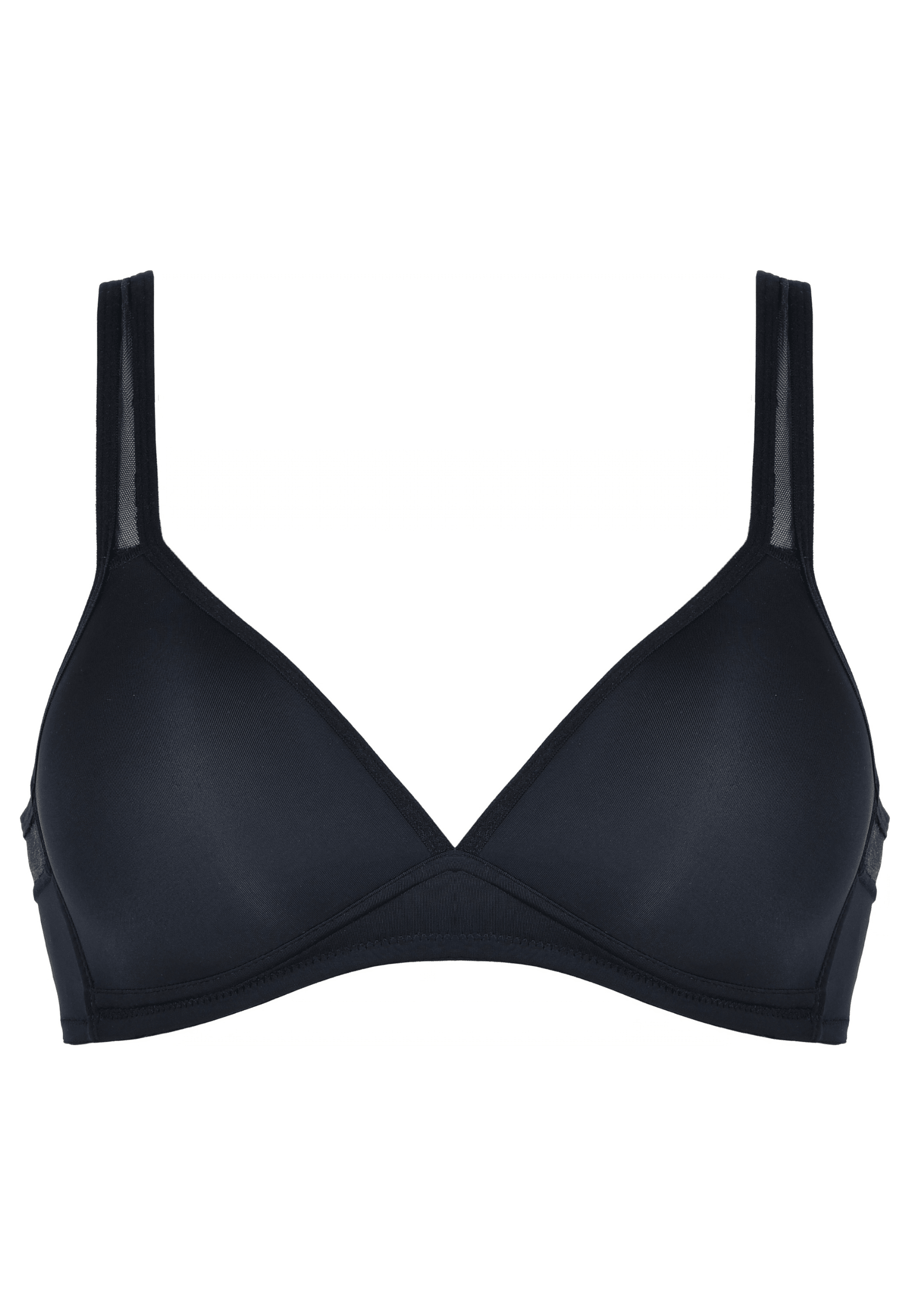 Voorzijde productafbeelding soft bh met mesh bandjes in de kleur zwart van het merk Naturana
