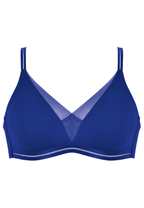 Voorzijde productafbeelding soft bh met mesh detail in de kleur indigo van het merk Naturana