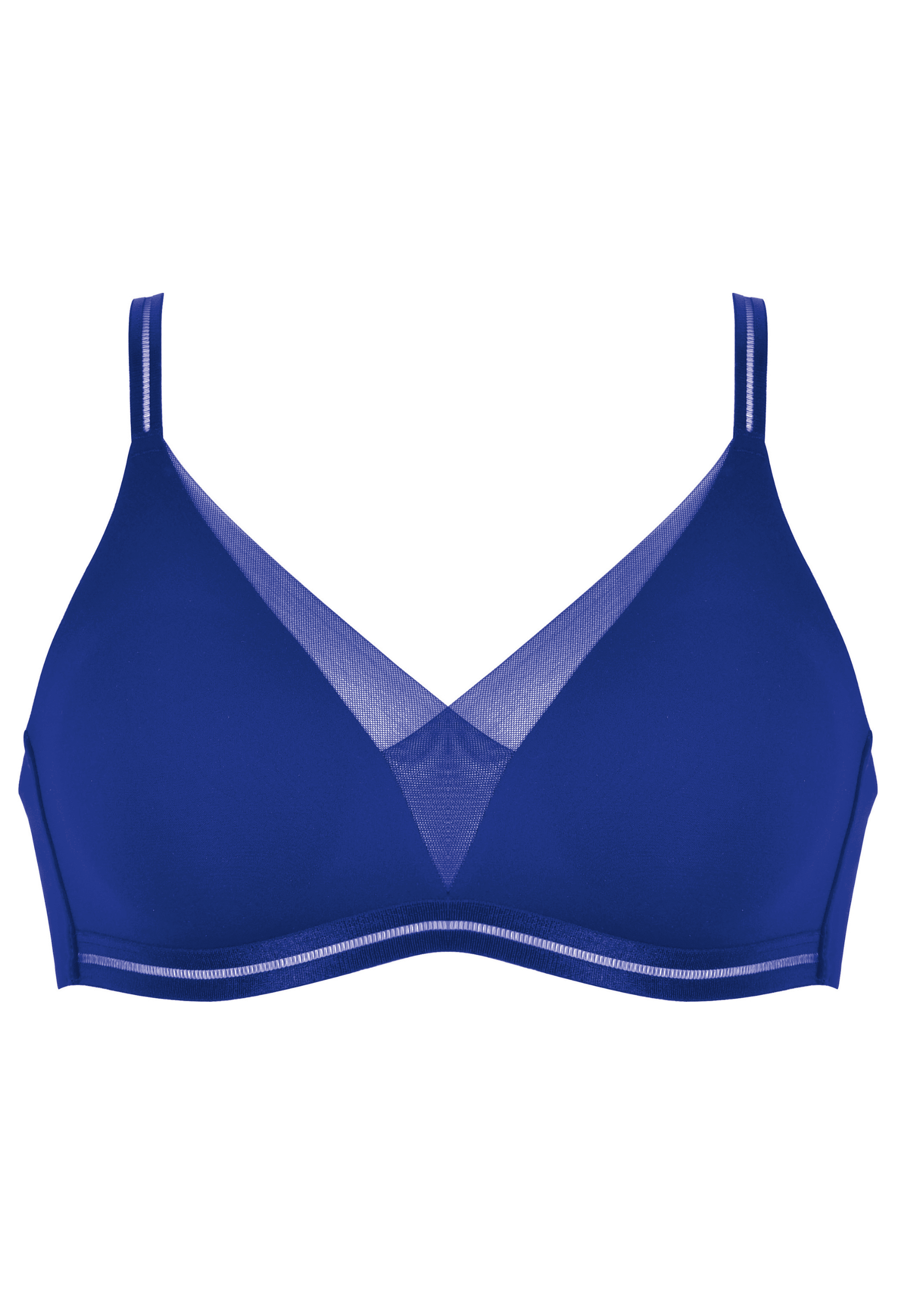 Voorzijde productafbeelding soft bh met mesh detail in de kleur indigo van het merk Naturana