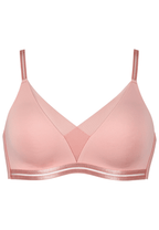 Voorzijde productafbeelding soft bh met mesh detail in de kleur pink rose van het merk Naturana 
