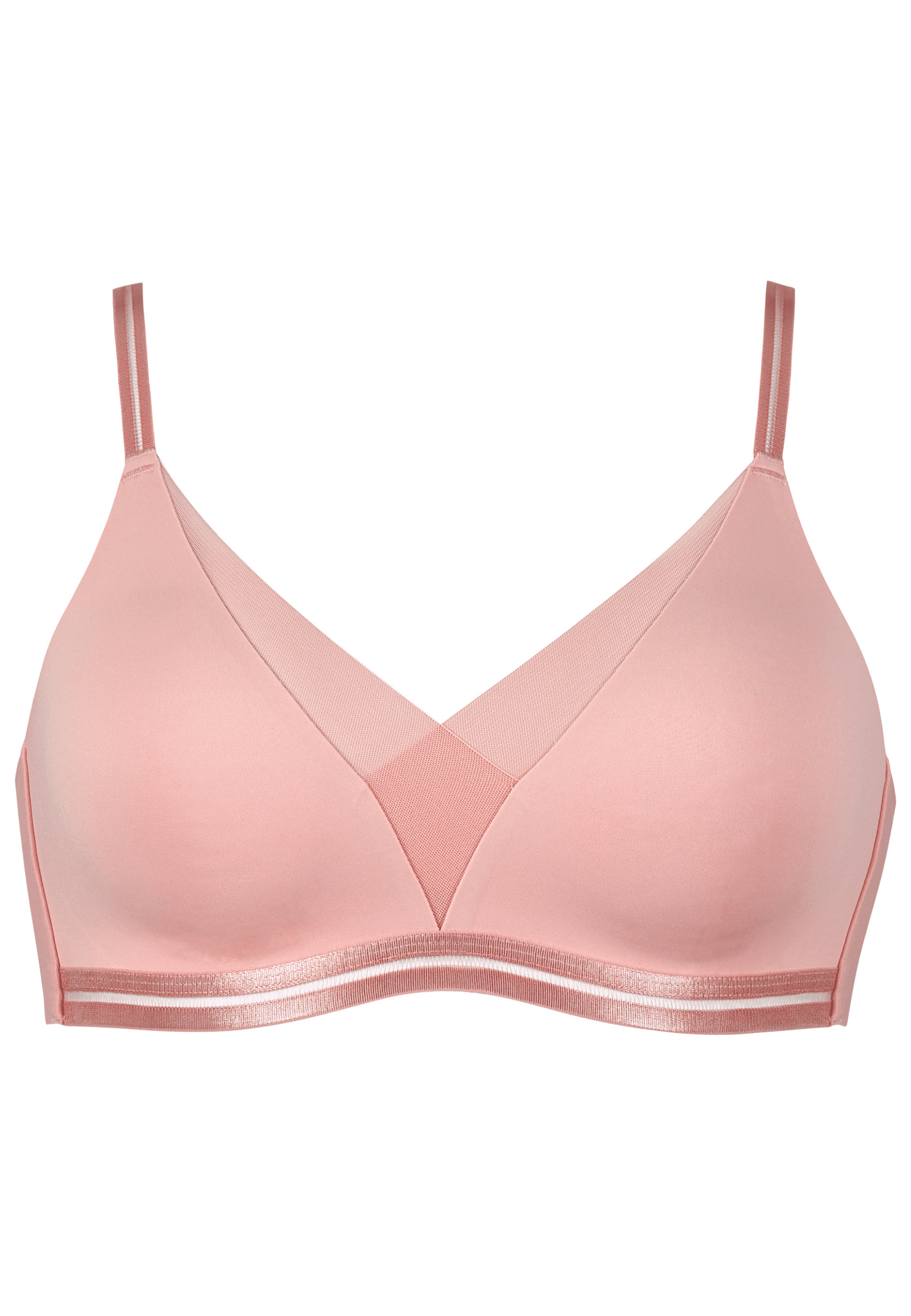 Voorzijde productafbeelding soft bh met mesh detail in de kleur pink rose van het merk Naturana 