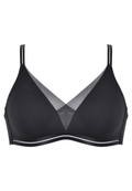 Voorzijde productafbeelding soft bh met mesh detail in de kleur zwart van het merk Naturana