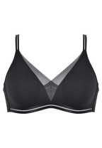 Voorzijde productafbeelding soft bh met mesh detail in de kleur zwart van het merk Naturana