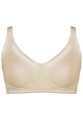 Voorzijde productafbeelding soft bh met meshrand in de kleur beige van het merk Naturana 