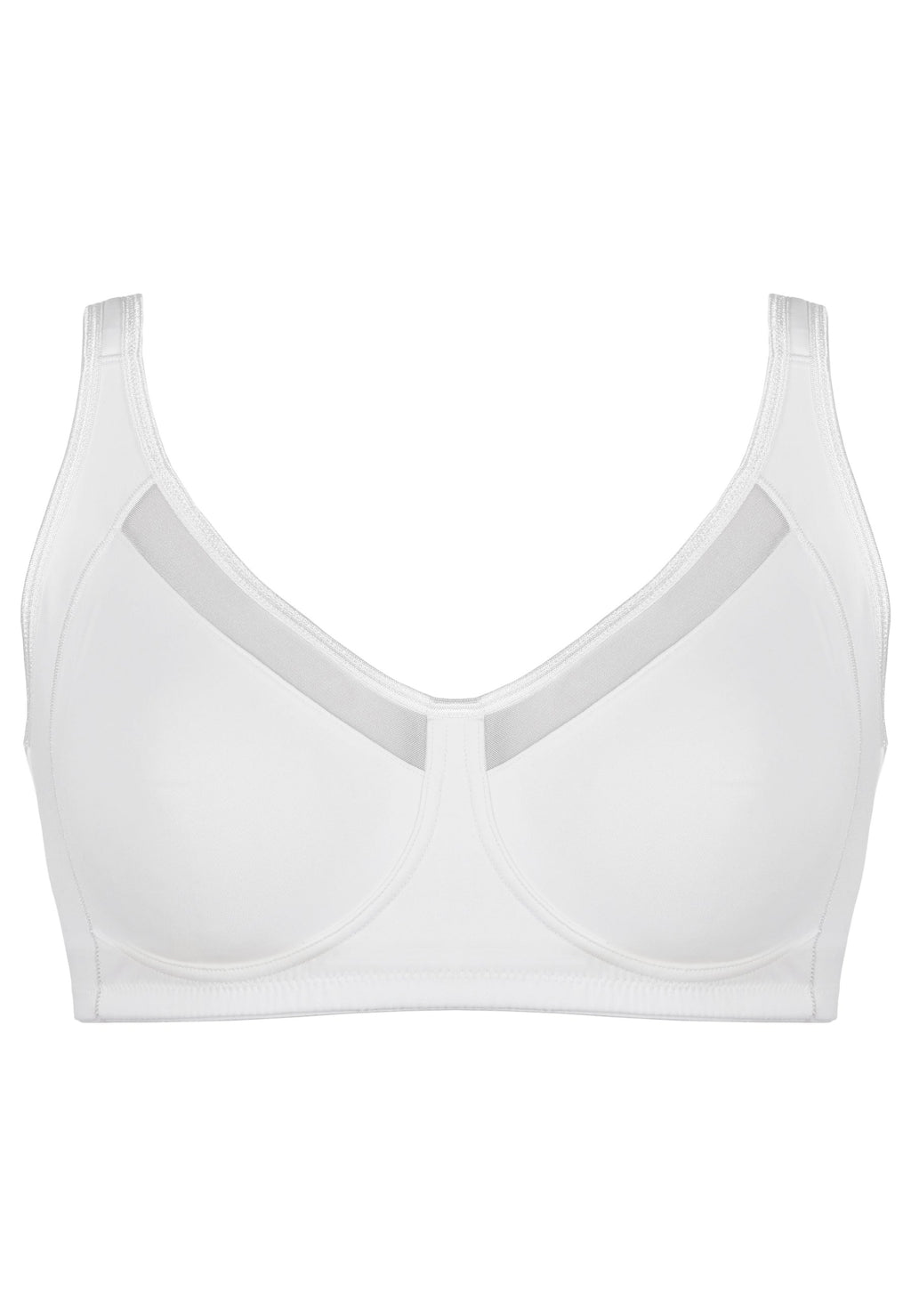 Voorzijde productafbeelding soft bh met meshrand in de kleur wit van het merk Naturana 