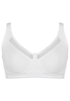 Voorzijde productafbeelding soft bh met meshrand in de kleur wit van het merk Naturana 