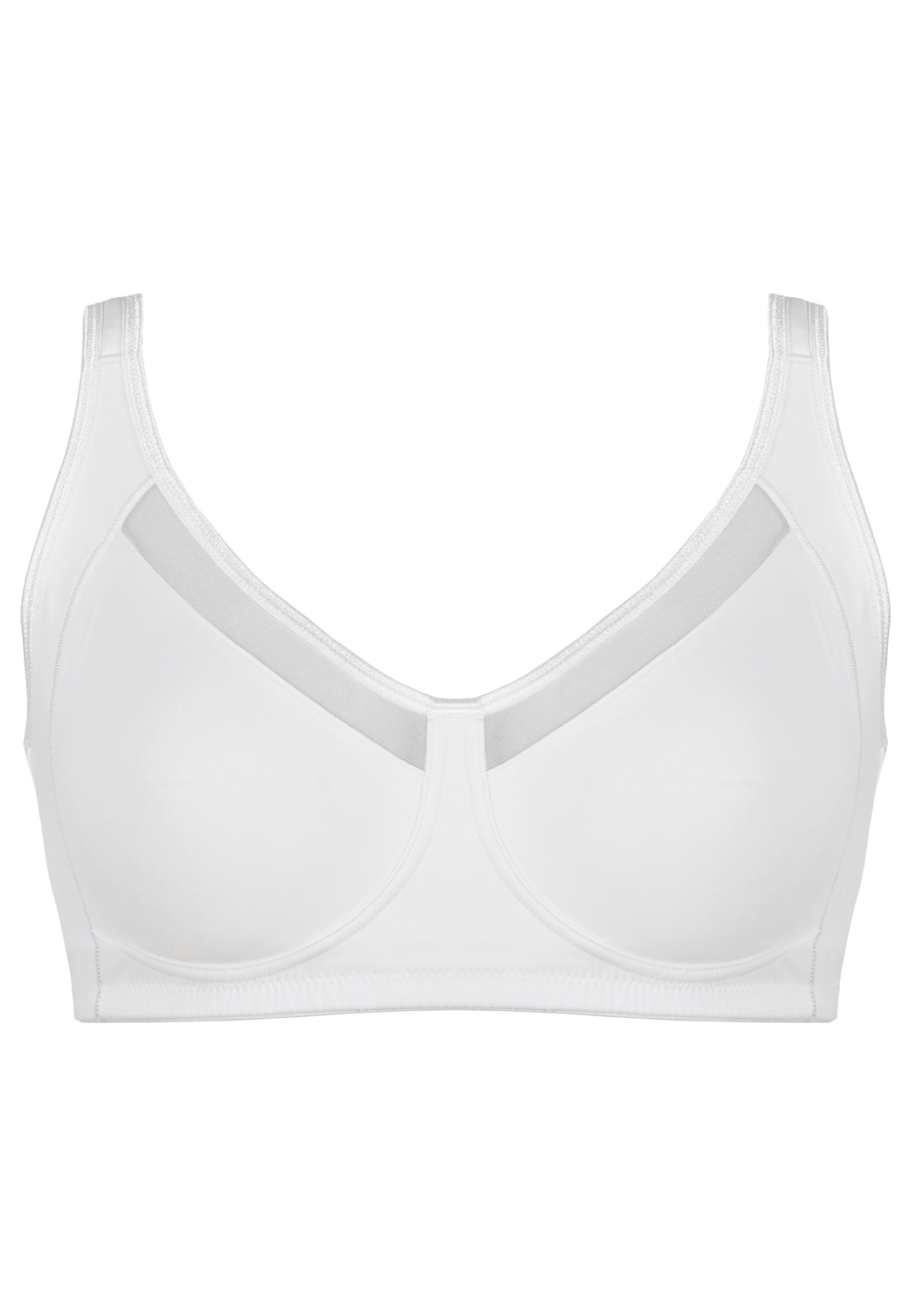 Voorzijde productafbeelding soft bh met meshrand in de kleur wit van het merk Naturana 