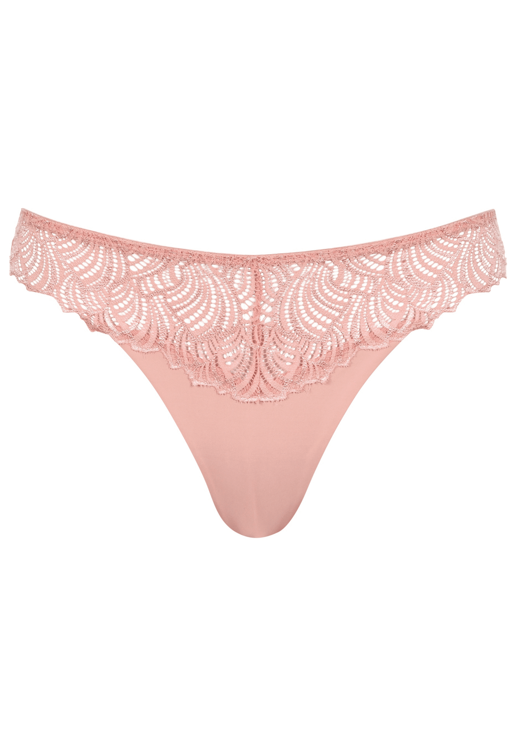 Voorzijde productafbeelding string met gerecycled kant in de kleur pink rose van het merk Naturana 