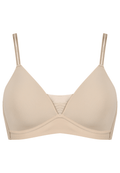 Voorzijde productafbeelding voorgevormde soft bh met mesh detail in de kleur beige van het merk Naturana