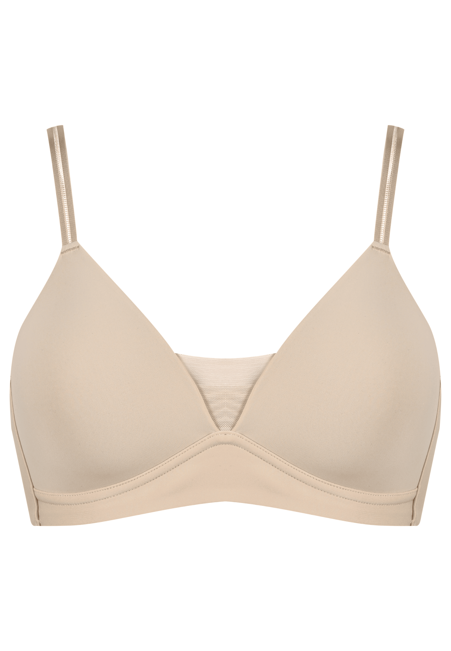 Voorzijde productafbeelding voorgevormde soft bh met mesh detail in de kleur beige van het merk Naturana