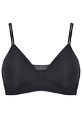 Voorzijde productafbeelding voorgevormde soft bh met mesh detail in de kleur zwart van het merk Naturana