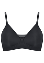 Voorzijde productafbeelding voorgevormde soft bh met mesh detail in de kleur zwart van het merk Naturana