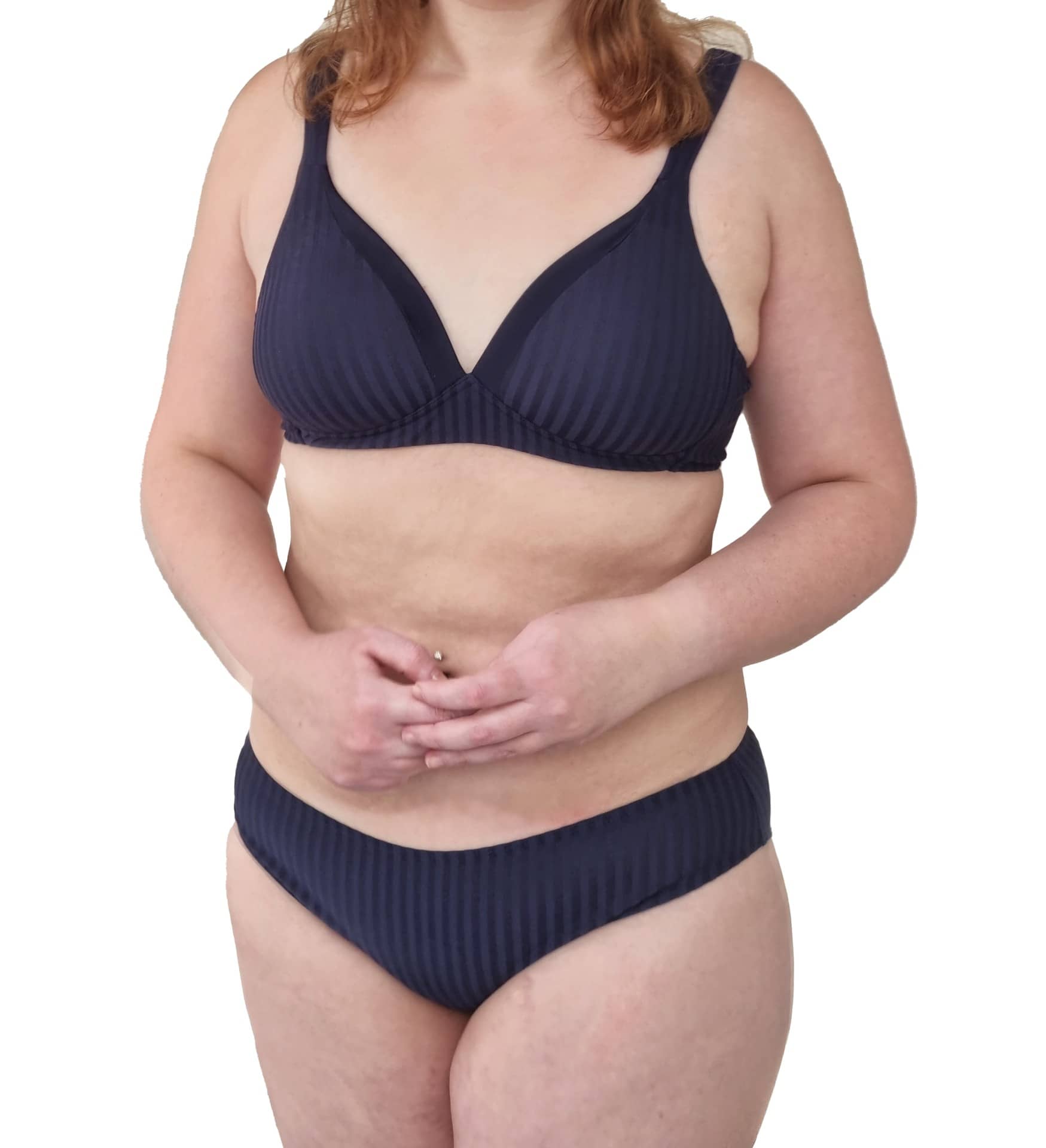 Vrouw met slip met strepen in kleur Navy blauw